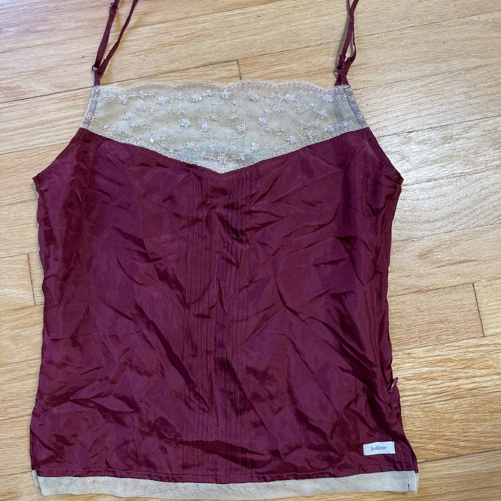 VINTAGE Hollister silk Lace Tank Cami Cami Tank Top Strappy new rare Y2K